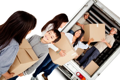 Removal van and packed boxes ready for a home move in Wandsworth