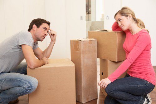 Professional moving team preparing boxes for transport in Wandsworth