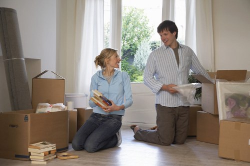 Packed boxes and furniture ready for transport in Wandsworth